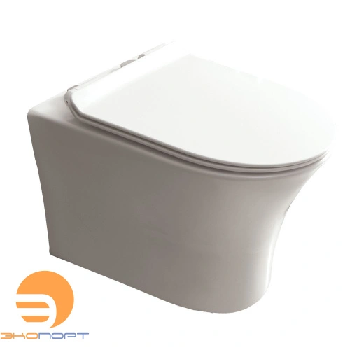 Унитаз подвесной безободковый FRETTA ROUND каскадный слив, антивсплеск, сидение микролифт AZARIO