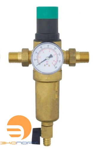 Фильтр промывной с редуктором и манометром 1" латунный корпус Arrowhead