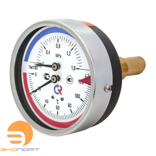 Термоманометр аксиальный ТМТБ-31Т.1 (0..+120С)(0-1,0 МПа) G1/2'', кл.т.2,5, L=46мм