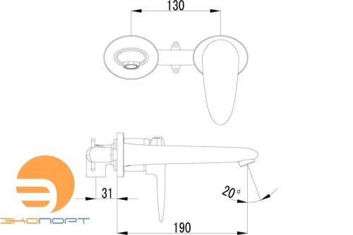 Смеситель для умывальника встраиваемый, хром STATUS, LEMARK