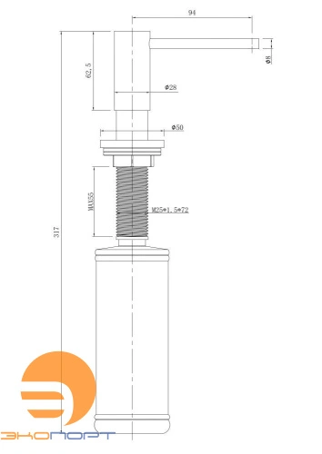 Диспенсер кухонный для моющего средства, сатин, RAGLO