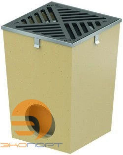 Дождеприёмник из полимербетона, с мусоросборником и чугунной решеткой и усил. кантом SELF АСО