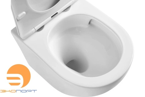 Унитаз подвесной безободковый TERAMO (округлый) "Торнадо", антивсплеск, сидение микролифт AZARIO