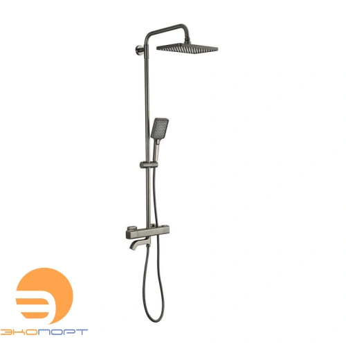 Душевая стойка G91 с термостатом и поворотным изливом, оружейная сталь Gappo