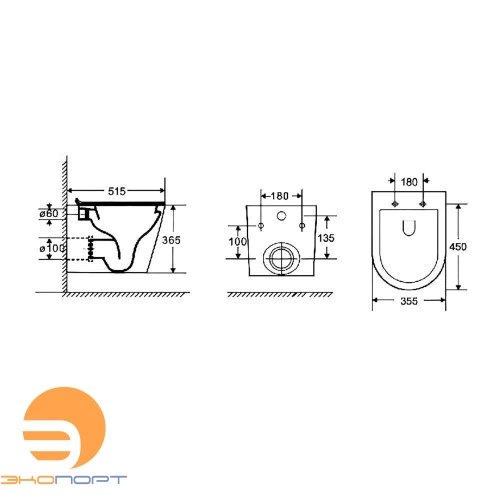 Унитаз подвесной безободковый TERAMO (круглый) "Торнадо", антивсплеск, сидение микролифт AZARIO