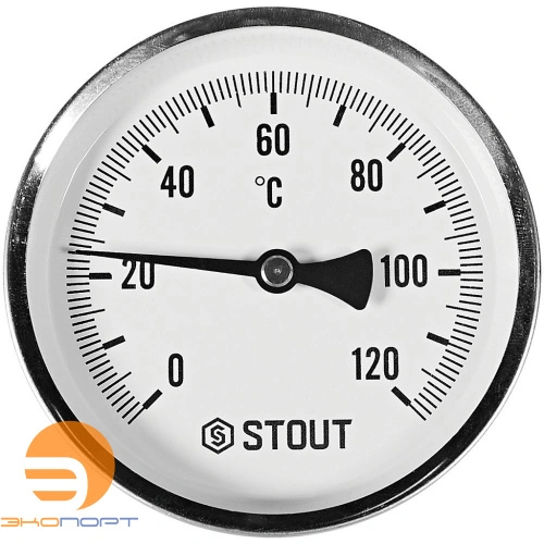 Термометр биметаллический осевой с погружной гильзой. Корпус Dn 100 мм, гильза 50 мм 1/2 , 0...120°С