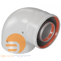 Колено коаксиальное (алюм. окраш. белым) DN60/100, угол 90° (мама/папа), ROMMER