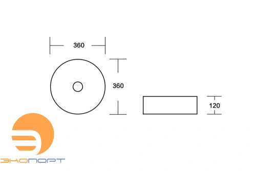 Раковина накладная круглая NUAGE (360*360*120), без перелива, белый глянец, MILLEAU