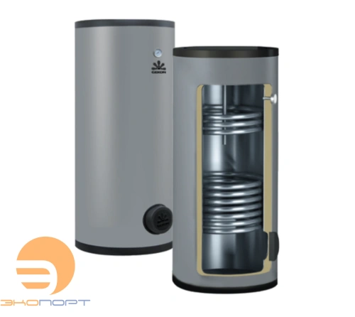 Бойлер 200 л с 2-я ТО Gekon HWB 200 2HE 30/15 кВт напольный INOX