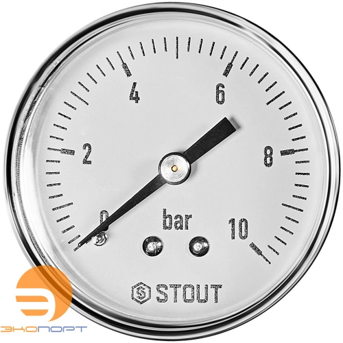 Манометр аксиальный. Корпус Dn 50 мм 1/4 , 0...10 бар, кл.2.5, STOUT