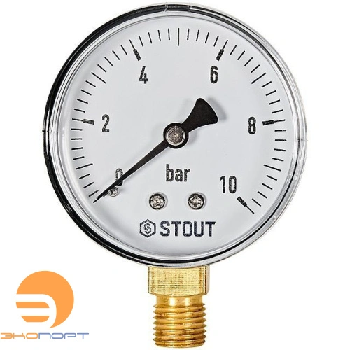 Манометр радиальный. Корпус Dn 63 мм 1/4 , 0...10 бар, кл.2.5 STOUT 