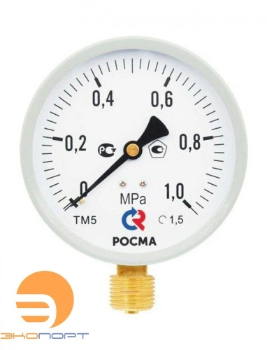 Манометр ТМ-510Р.00 М2 (0..1,0 МПа), М20*1,5, 100мм, 150С, кл.т.1,5, радиальный