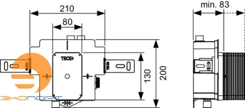 Клапан смыва писсура U2 c монтажной пластиной TECE