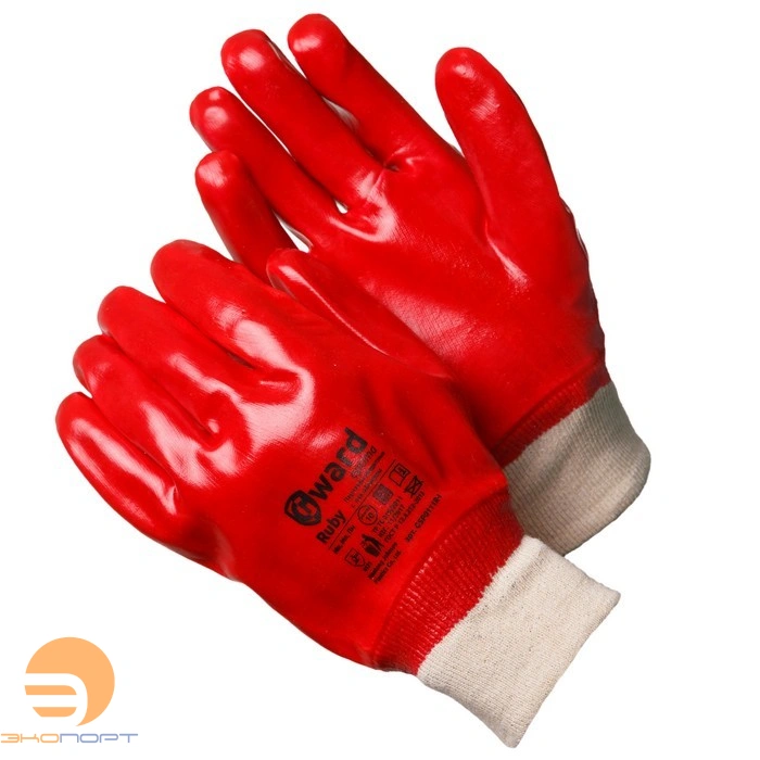 Перчатки МБС с ПВХ покрытием с манжетом-резинкой р.10 (XL) GM1001P-10 Rubrum