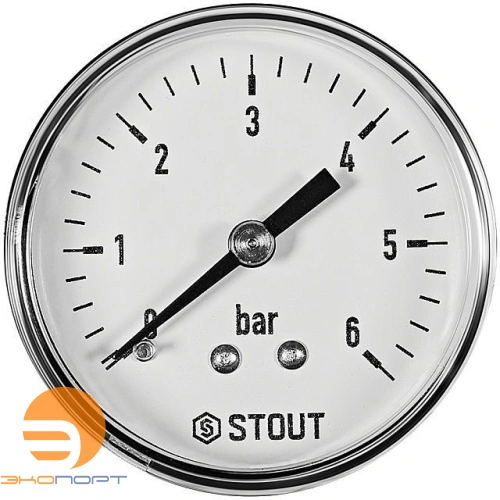 Манометр аксиальный. Корпус Dn 50 мм 1/4 , 0...6 бар, кл.2.5, STOUT 