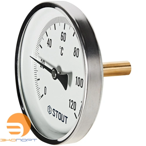 Термометр биметаллический осевой с погружной гильзой. Корпус Dn 100 мм, гильза 50 мм 1/2 , 0...120°С