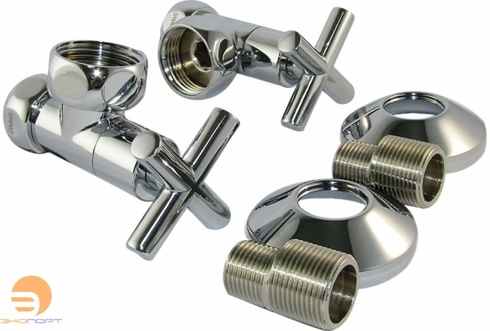 Кран угловой крестовой 1"х3/4" г/г с эксц и отражателями SMART/Компл ПАРА (2шт.)