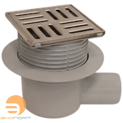Трап горизонтальный с сухим затвором решетка нерж 100/100х50 АниПласт