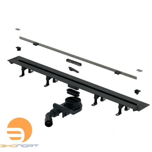 Канал дренажный подрезной 300-1200мм Gun Metal Brushed, комб.затвор, Vario Drain Splendy