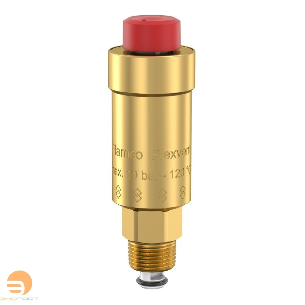 Воздухоотводчик поплавковый Flexvent 3/8" (внешняя резьба, с откл. клапаном, латунь) Тм=120, Рм=10