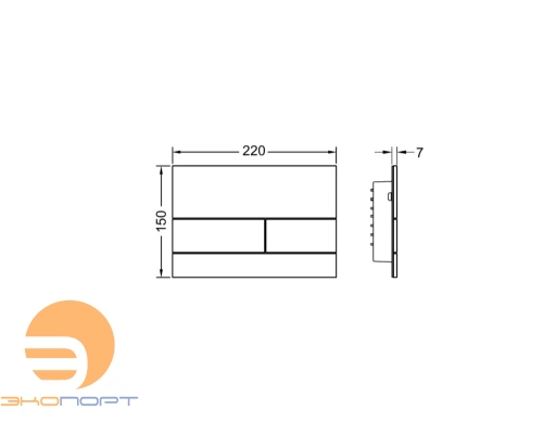Клавиша TECEsquare II стекло серое сатинированное
