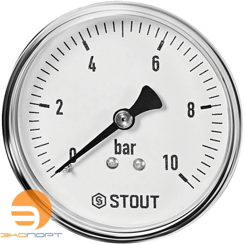 Манометр аксиальный. Корпус Dn 63 мм 1/4 , 0...10 бар, кл.2.5 STOUT 