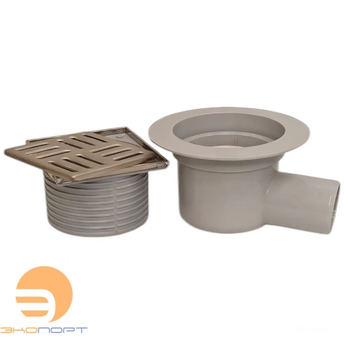 Трап горизонтальный с сухим затвором решетка нерж 100/100х50 АниПласт