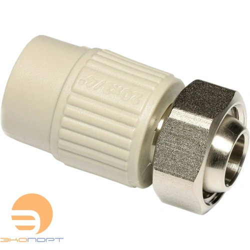 Муфта с накидной гайкой евроконус серая 20х3/4" PPRC Ekoplastik