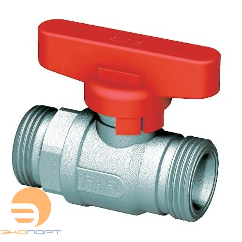 Кран шаровой прямой хром. 3/4"EK (бабочка, красный) FAR
