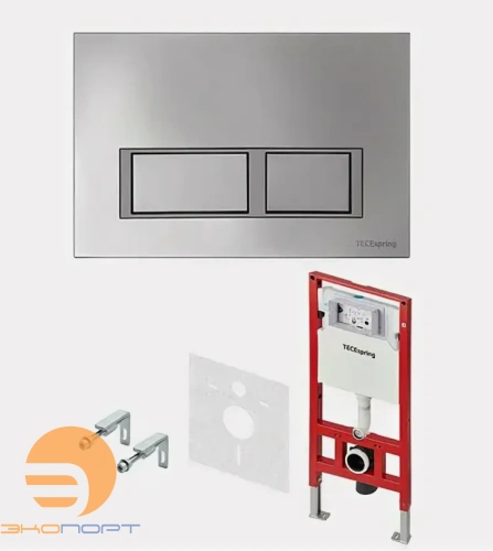 Комплект TECEspring, панель смыва с прямоугольными кнопками Хром глянцевый