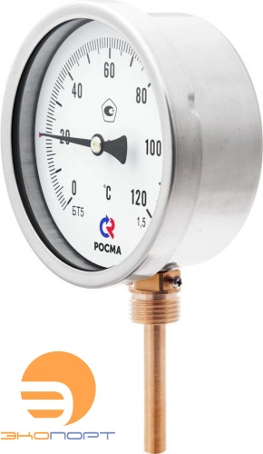 Термометр биметаллический БT-52.211, 100мм (0...+160С), G1/2", L46, кл.т.1,5, радиальный