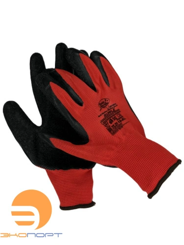 Перчатки красные нейлоновые  с текстурным латексом.9 (L) 12/240 GM1001L-9 Ruffle 