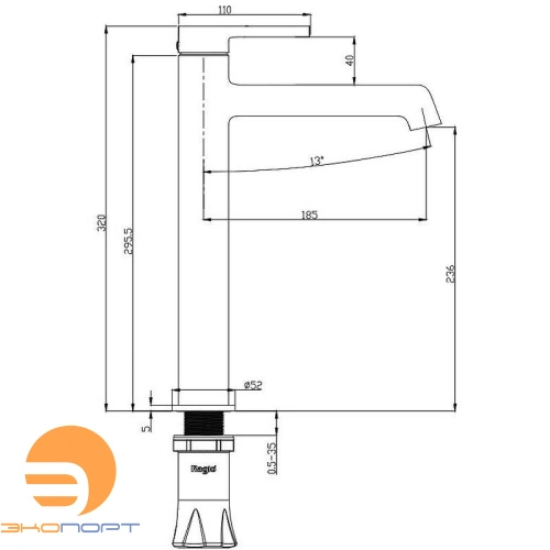 Смеситель для раковины R20 высокий, Графит, RAGLO