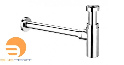 Сифон бутыл. (1 1/4"х32мм) лат. б/выпуска с отв. труб. 32мм и отраж., выход DN32мм, хром McAlpine