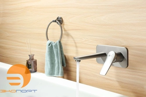 Смеситель для умывальника встраиваемый Bronx с выпуском, графит LEMARK