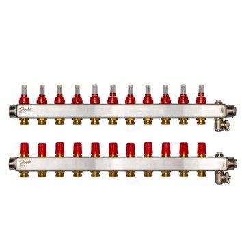 Коллекторы SSM-11F с расходомерами, 11 контуров,  нерж. 