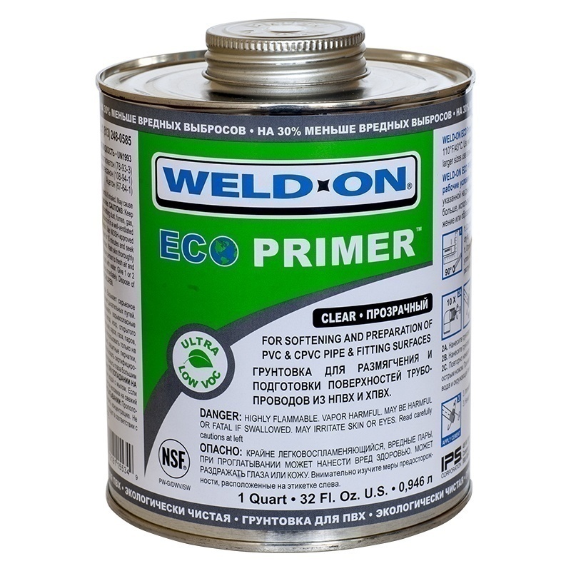 Грунтовка-обезжириватель " Weld-On " Primer ECO для PVC-U/PVC-C 946мл