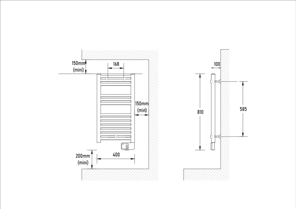 Полотенцесушитель электрический Theola Digital, узкий белый 300Вт, Atlantic