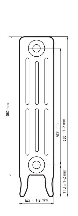 Радиатор чугунный Радимакс Derby 500 6 секц., подкл. 3/4 боковое, OldSiverSrandart 