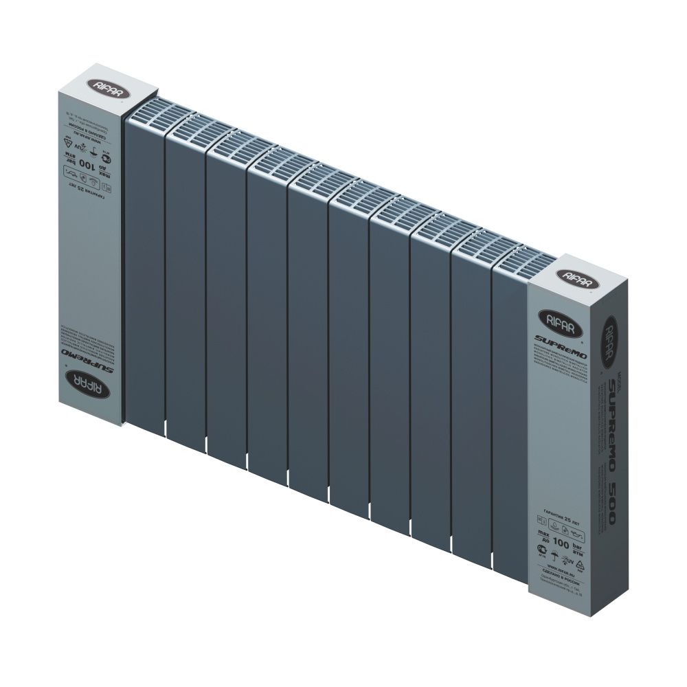 Радиатор биметаллический SUPReMO 500/90 12 секций боковое подкл. Rifar Титан