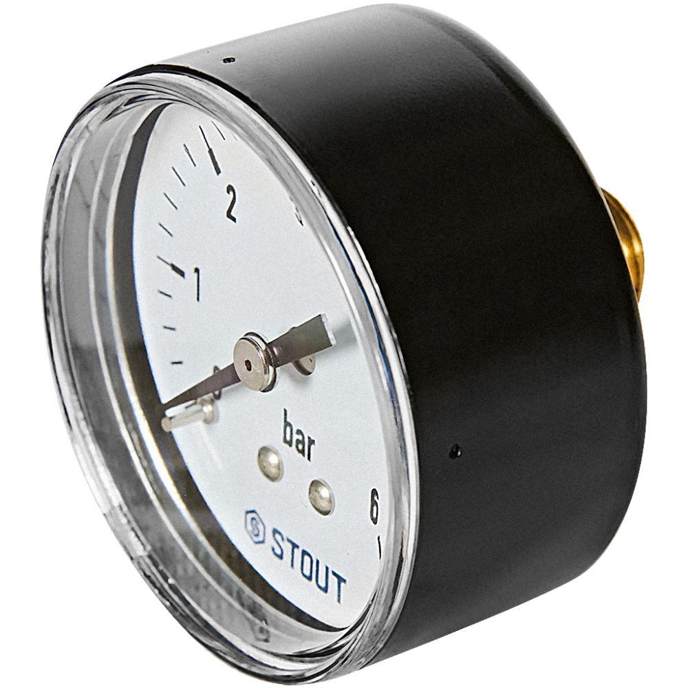 Манометр аксиальный. Корпус Dn 50 мм 1/4 , 0...6 бар, кл.2.5, STOUT 