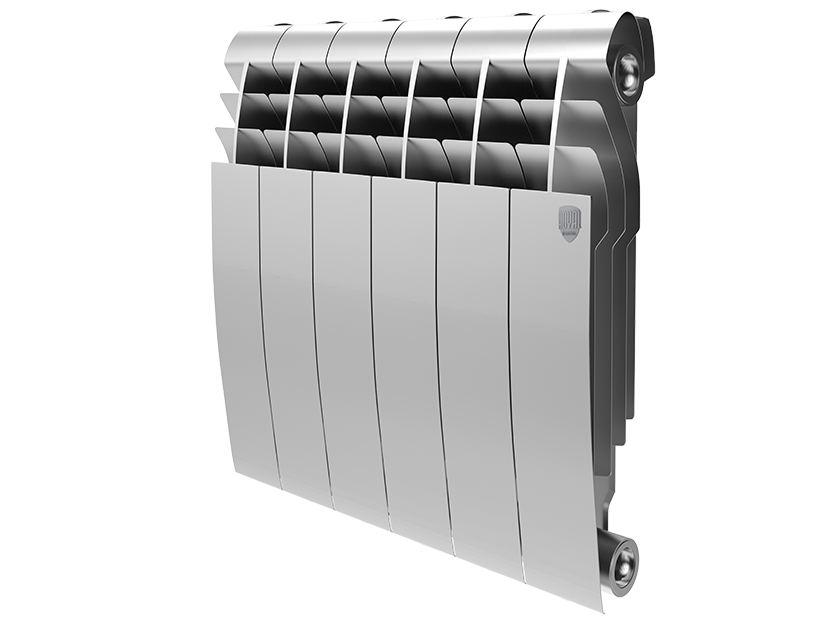 Радиатор биметал. BiLiner Silver Satin 350/87  6 секций (серый) Royal Thermo