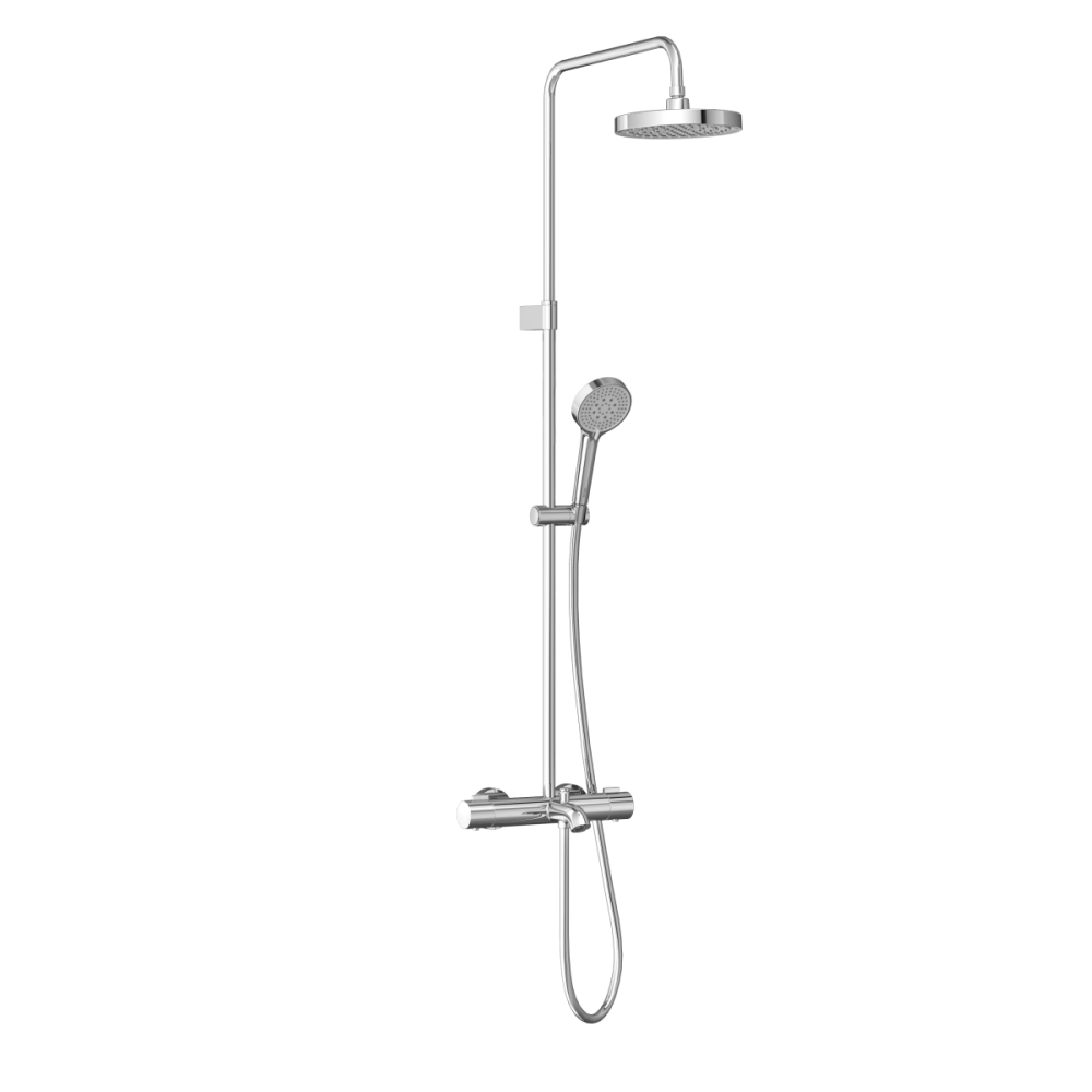 Система душевая Base Round с термостатическим смесителем и ручным душем, изливом, хром латунь, VitrA