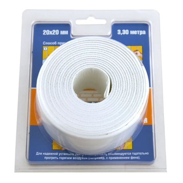Лента-бордюр для раковин и ванн "4WALLS" 20ммх20ммх3.3м,белая/40
