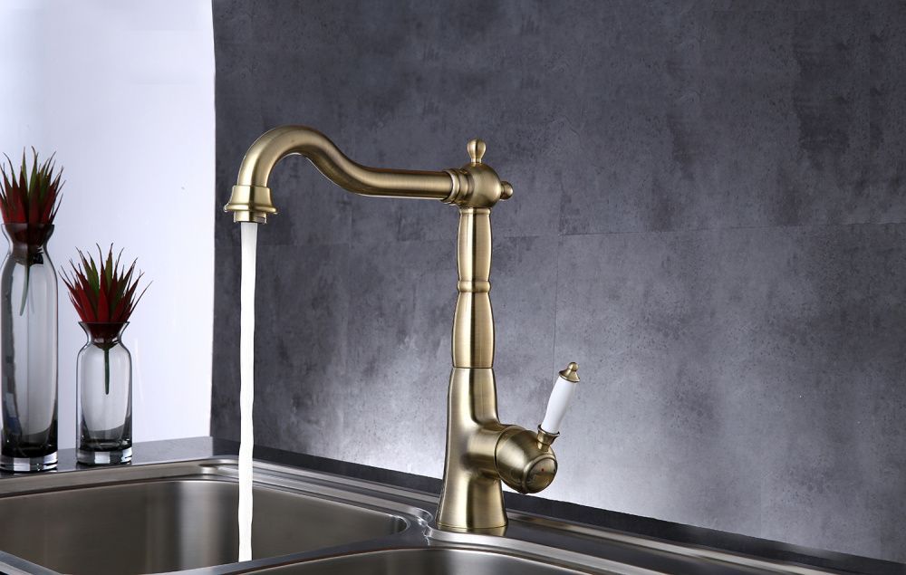 Смеситель для кухни VILLA, с высоким поворотным изливом, бронза, LEMARK