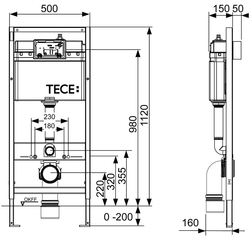 Комплект 4в1 TECEbase 2.0 с панелью TECEnow, хром глянцевый, TECE 