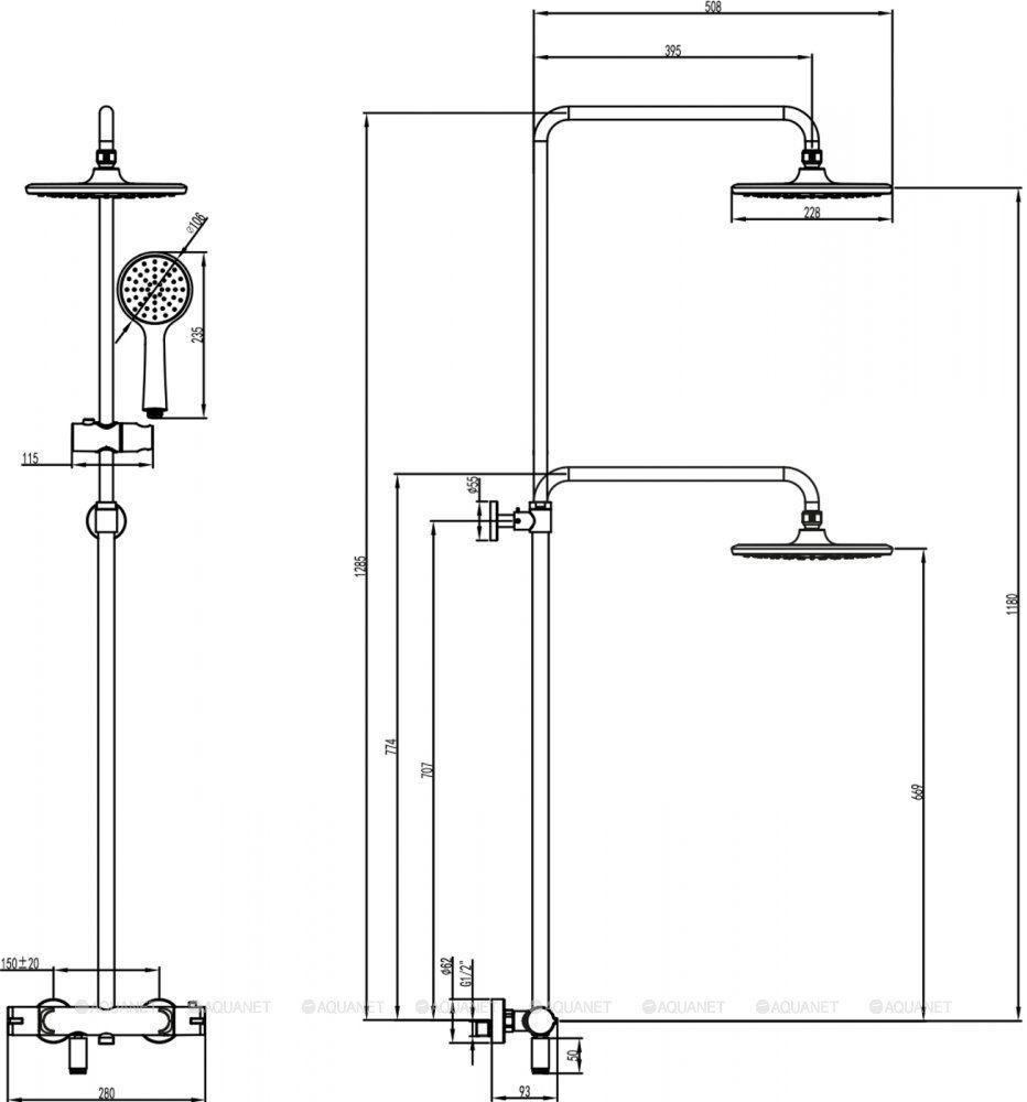Стойка для ванны и душа TROPIC (с термостатом) хром LEMARK