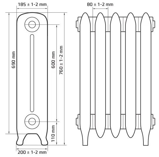 Радиатор чугунный Радимакс WINDSBOLD 600 (цена за секцию)
