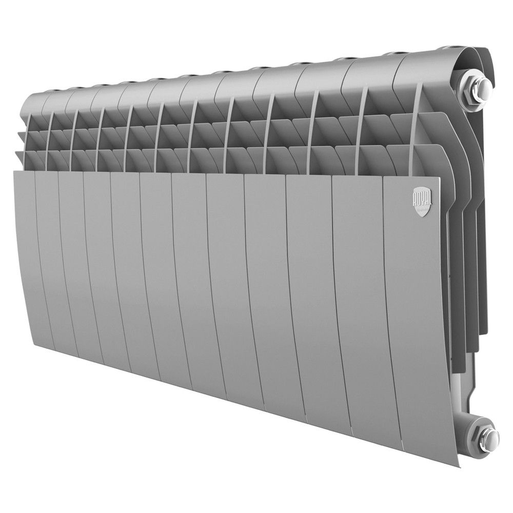 Радиатор биметаллический BiLiner Silver Satin 350/87 12 секций (серый) Royal Thermo