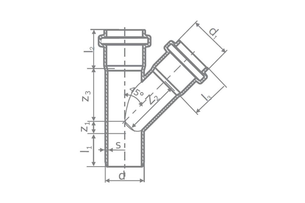 Тройник KGEA 200/110*45 гр. наружный